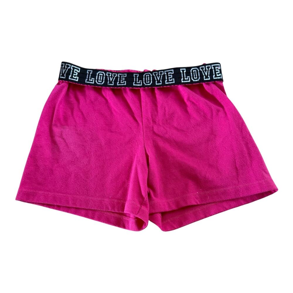 Girls M 7-8 Wonder Nation Hot Pink Black LOVE Gym Athletic Activewear Shorts